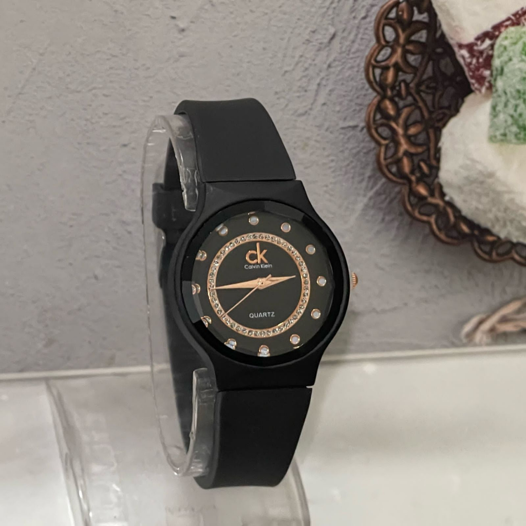 (SS) JAM TANGAN ANALOG WANITA BULAT STRAP RUBBER CK-23