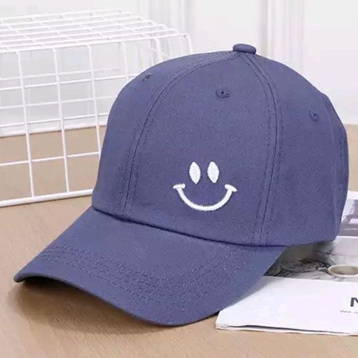 Accesoris Topi Murah Bisbol Cap Smile Bordir Samping Pria Wanita Distro Terkini Terbaru