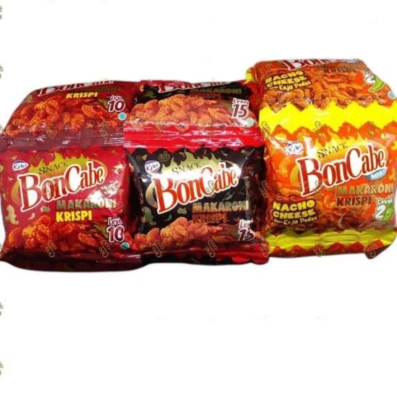 

Boncabe Makaroni Krispi Mini Renceng Isi 10 Pcs | Bon Cabe Spicy Pedas