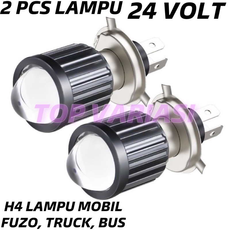 PROMO 2 PCS LAMPU LAMPU LED DEPAN UTAMA H4 LASER GUN PUTIH - KUNING 24 VOLT SOKET H4 MOTOR DAN MOBIL