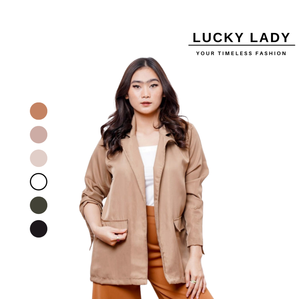 Blazer Wanita Premium - Blezer Formal Kantor - Bleser Basic Jumbo Tangan Lengan Panjang Hijab - Atas