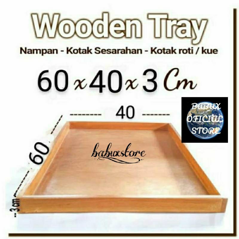 Nampan kayu mahoni alas triplek 60×40×3cm