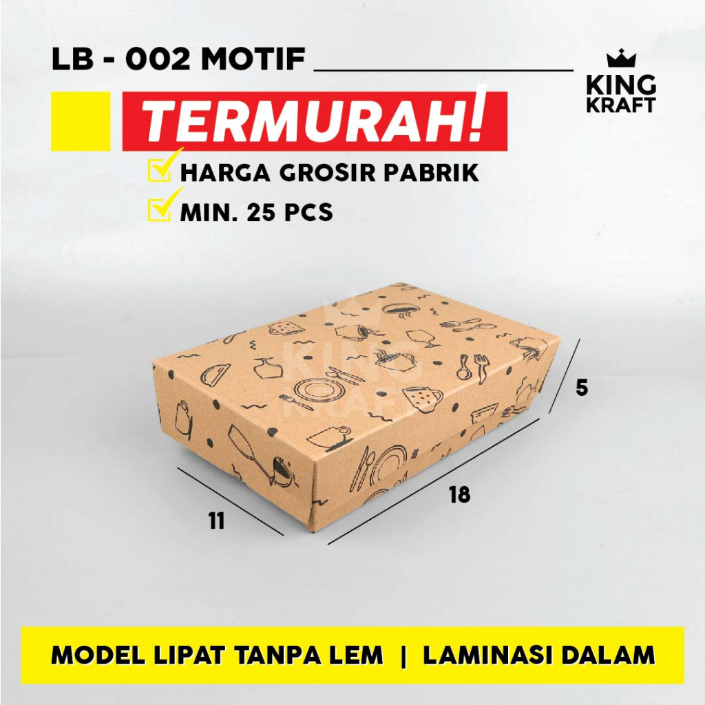 paper lunch box motif ayam geprek / pecel lele / nasi goreng 275gsm