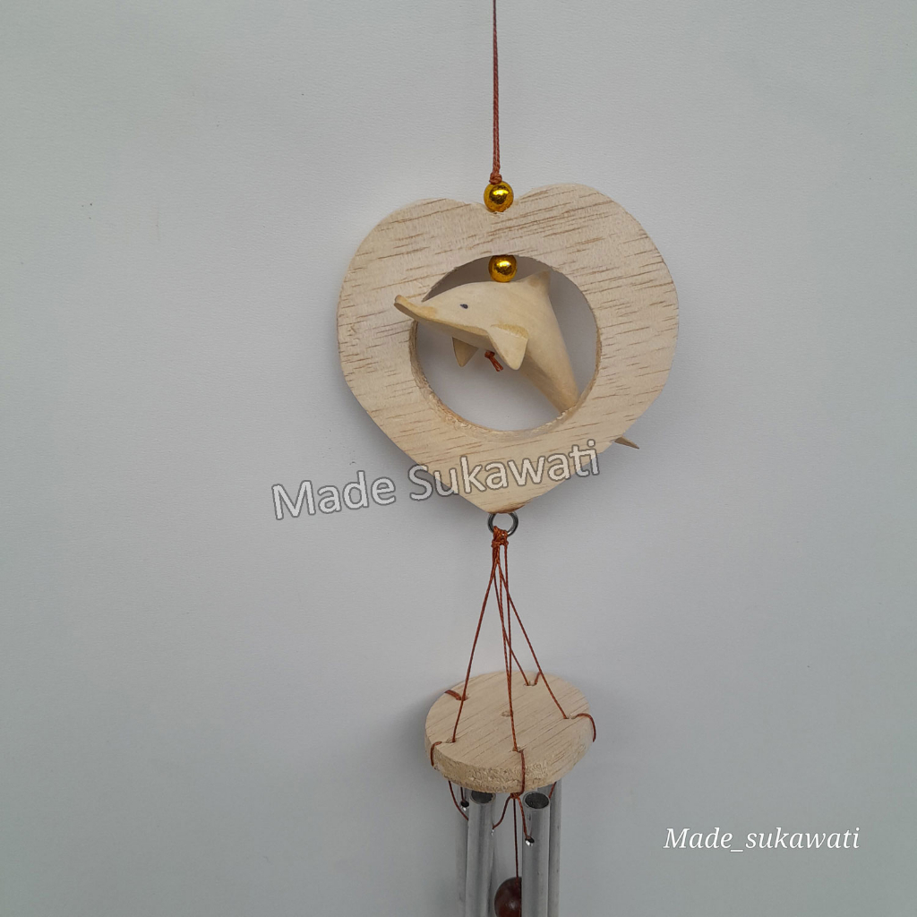 Lonceng aluminium Love Lubang Dolphin krincingan gantungan windchimes