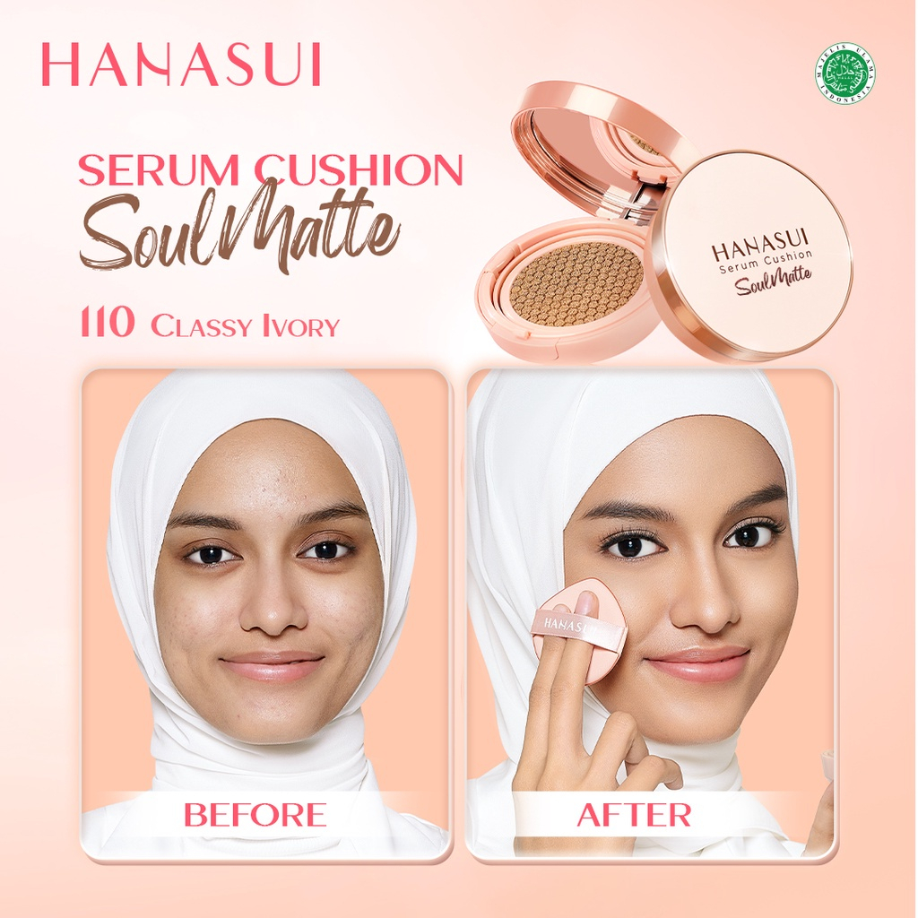 HANASUI Serum Cushion Soulmatte Full Coverage | Light | Natural | Medium | Pinkish