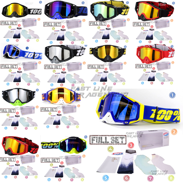 GOGGLE CROSS 100% FULL SET DUA LENSA KACAMATA HELM TRAIL MOTOCROSS ADVENTURE TRABAS SUPERMOTO