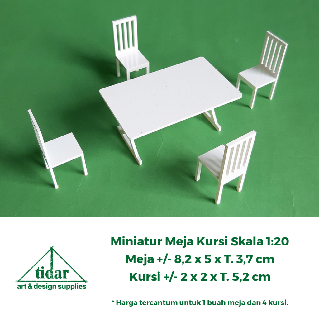 

[MR] AE - Miniatur Maket Meja Kursi Makan Skala 1:20 Warna Putih Model Minimalis