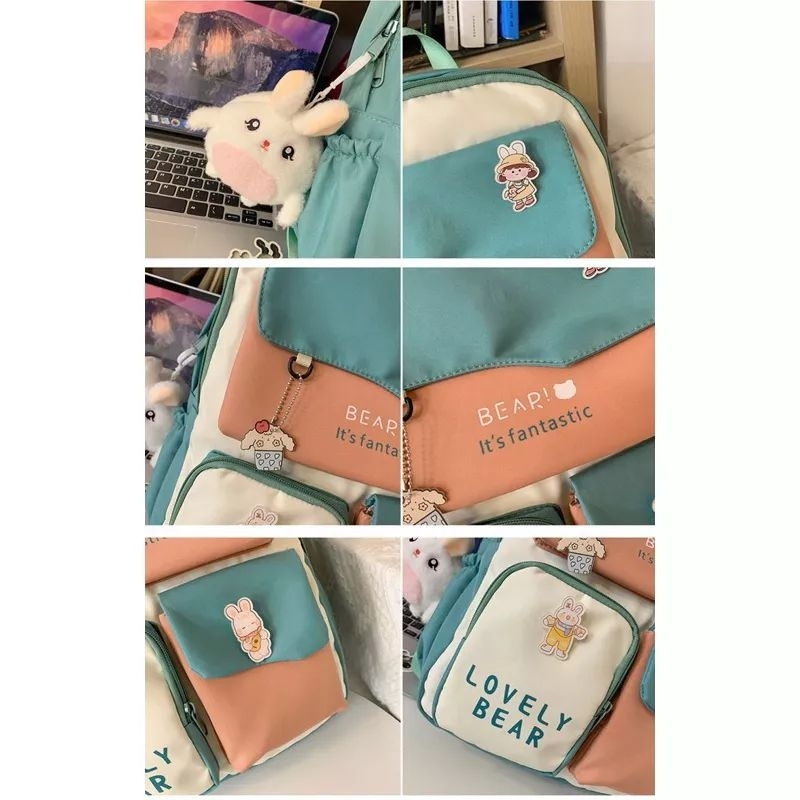 Tas Ransel Wanita Backpack Korea Impor 34 47 + BONEKA