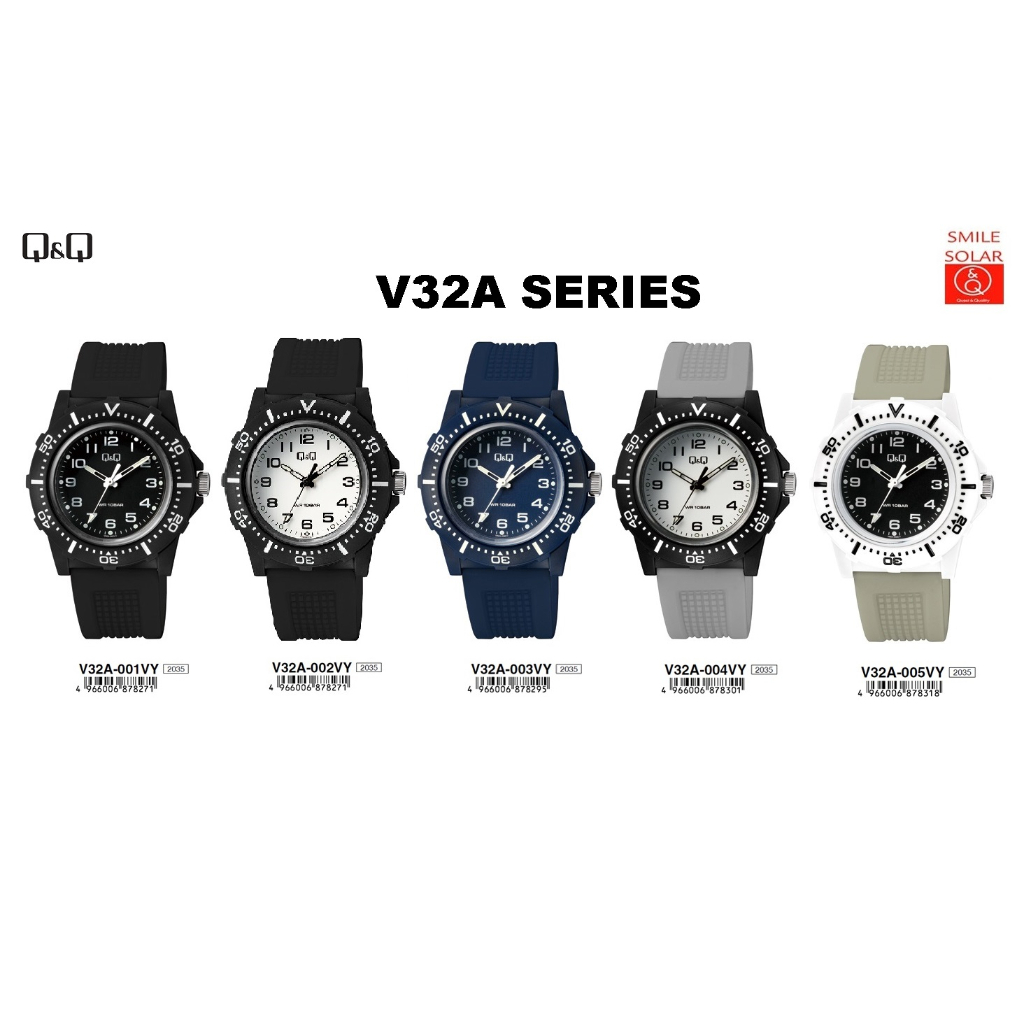 MODEL TERBARU Jam Tangan Pria Casual Sporty Rubber Karet Analog Original Q&amp;Q QnQ QQ V32A Series