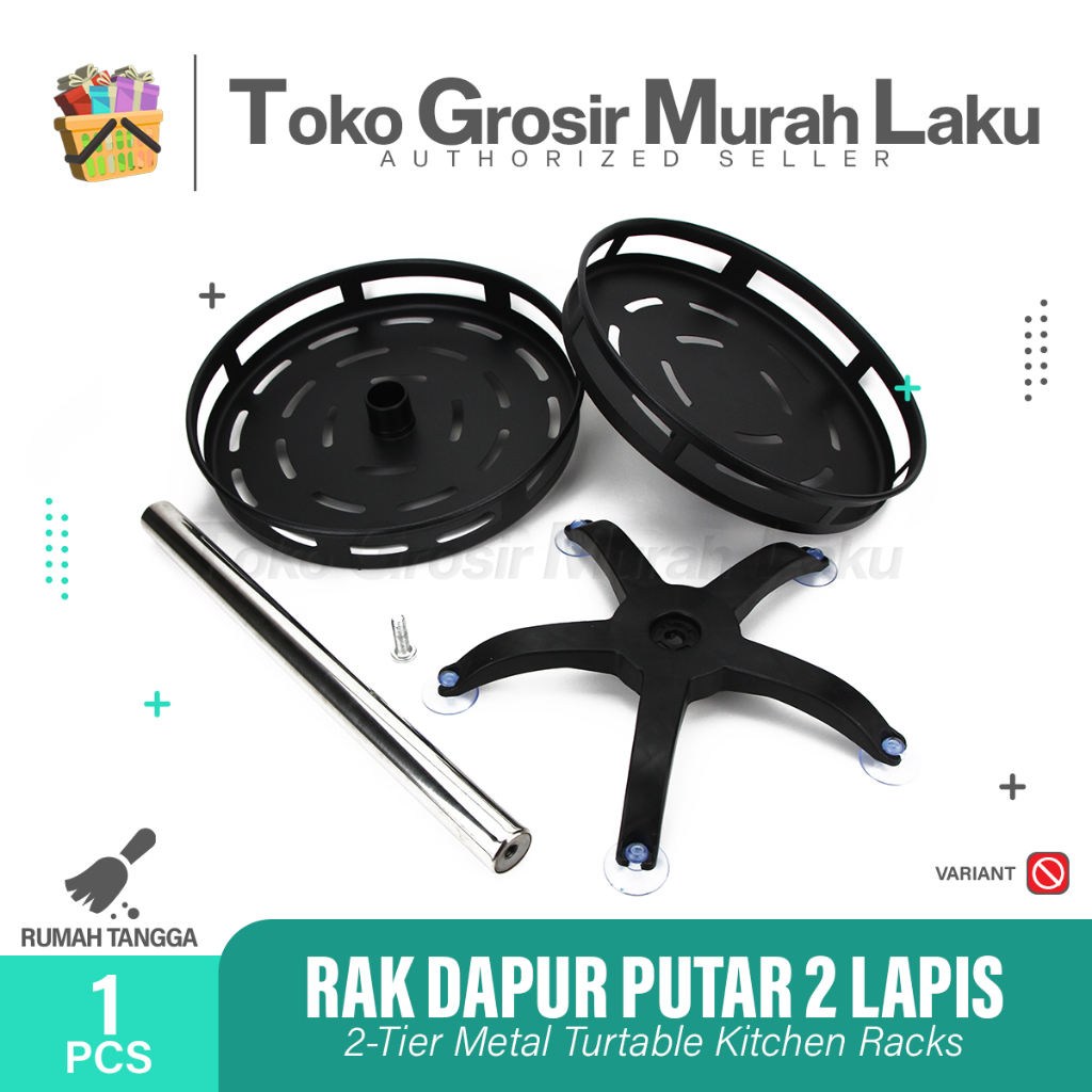 RAK BUMBU DAPUR STAINLES PUTAR 360 DERAJAT TEMPAT BAHAN DAPUR- 2 SUSUN