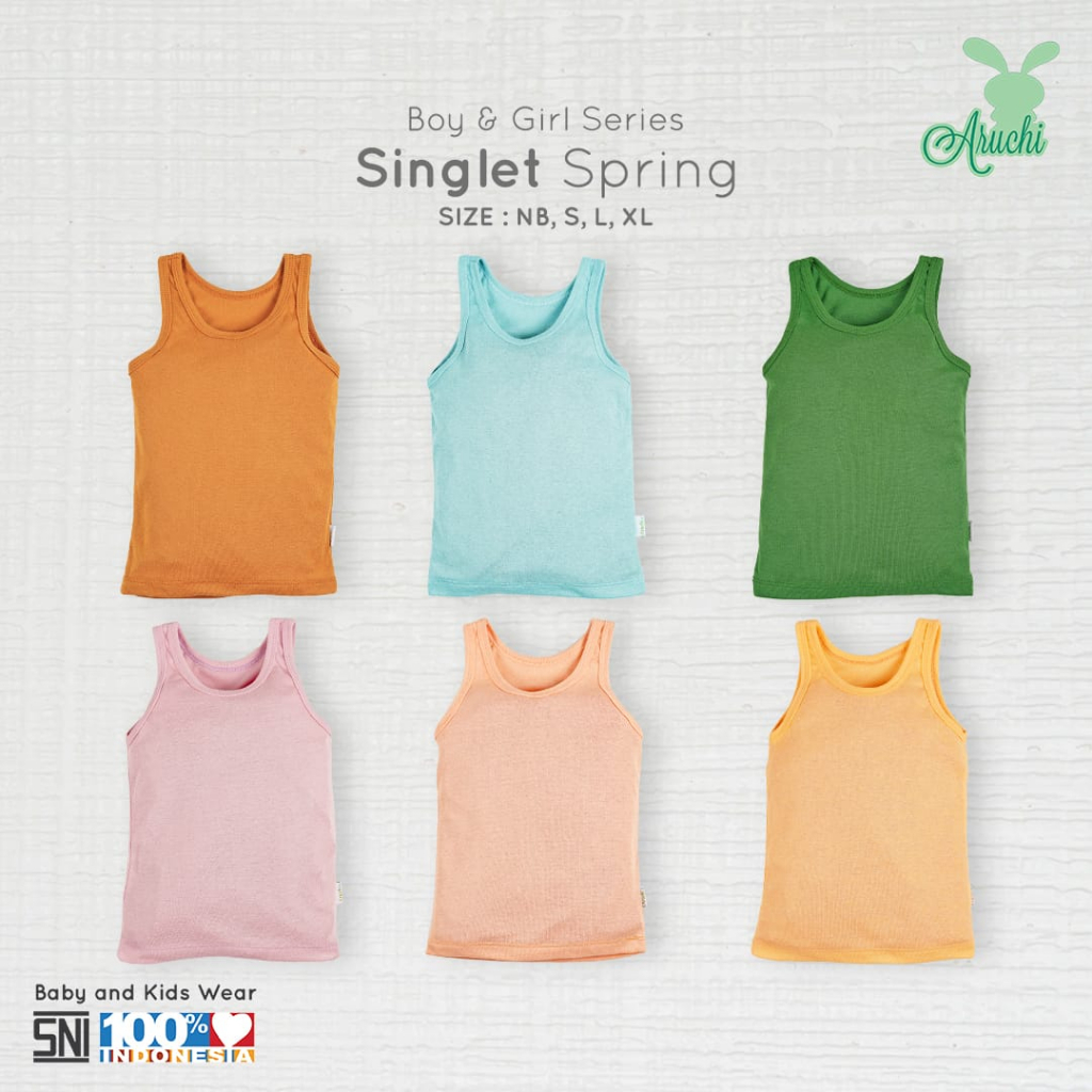 3 PCS ARUCHI Singlet kutung Kaos Dalam Bayi / SINGLET SPRING / SINGLET SUMMER GIRL BOY BAJU ANAK / BAJU BAYI NEWBORN, S M L XL SNI