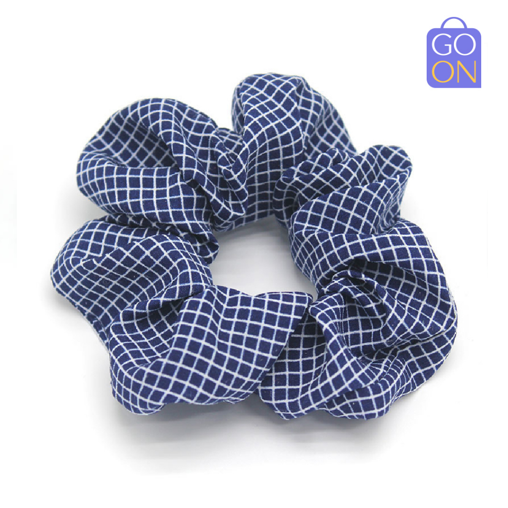 GO ONLINE Scrunchie Pola Kotak - Kunciran Ikat Rambut Korea Cepol Hijab / Jilbab [ Gratis Ongkir / Cod ]