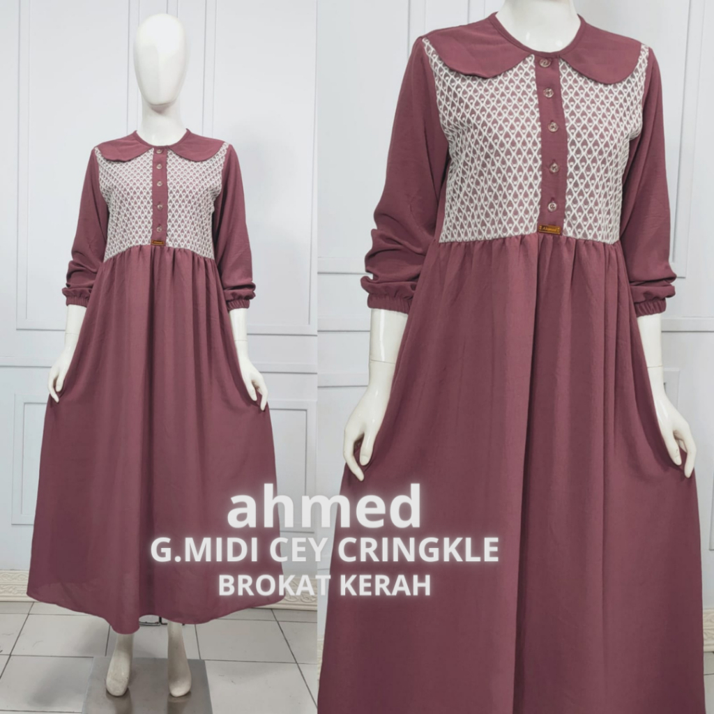 GAMIS MIDI CRINGKLE AIRFLOW PREMIUM/MIDI DRESS BROKAT MIX KERAH/MIDI BROKAT SALVINA KERAH POLOS