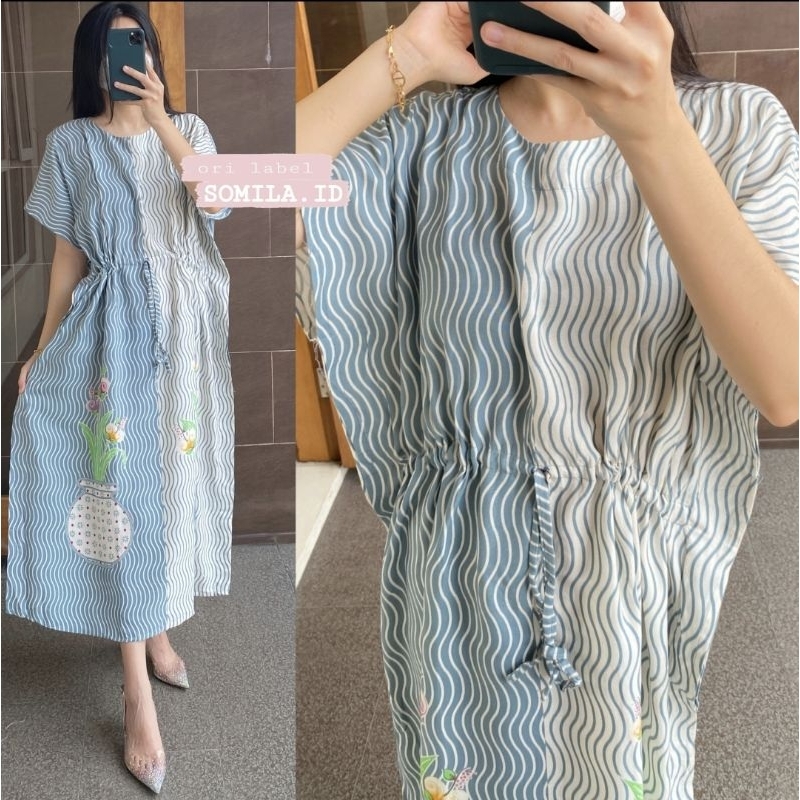 LD 140 EXTRA JUMBO GROSIR DASTER SOMILA.ID TERBARU BUSUI LOWO KAFTAN TALI KERUT BU TEJO ORCHID