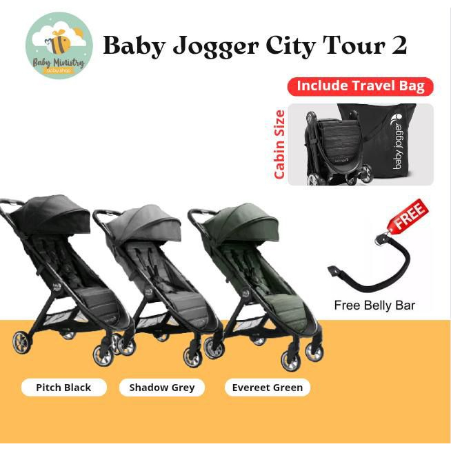 (READY STOCK) BABY JOGGER STROLLER CITY TOUR 2 pitch black (FREE BELLY BAR) / STROLLER BAYI/ KERETA DORONG / baby jogger stroller / baby jogger pitch black