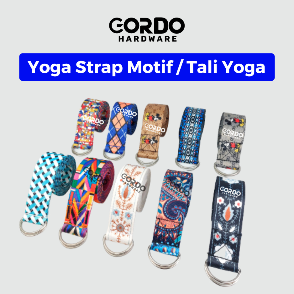 Yoga Strap Motif Tali Yoga Pilates / Yoga Belt / Yoga D ring Fitness Gym Sport Pilates by Gordo Hardware⁣