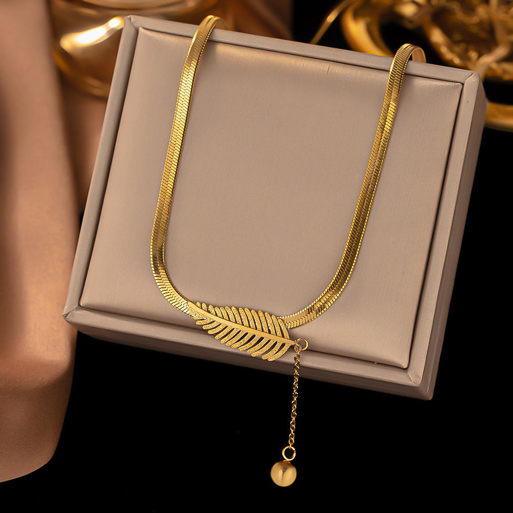 Kalung gepeng daun titanium anti karat harga grosir bisa cod