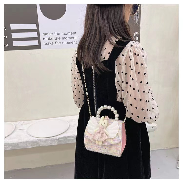 Tas Anak anak Baru Mutiara Tas Kelinci Mini Bunga Lucu Tas Gaya Korea Satu Bahu Messenger Tas Tangan