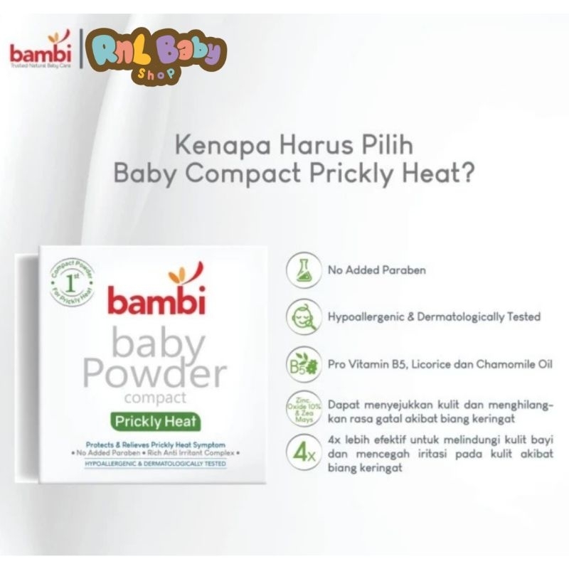 Bambi Baby Compat Powder Prickly Heat 40 gr - Bedak Padat Bayi