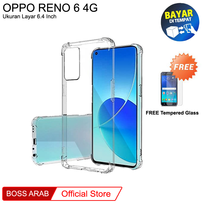 Anti Crack Oppo Reno 6 4G (6.4") | Softcase Anti Bentur Case Premium + FREE Tempered Glass