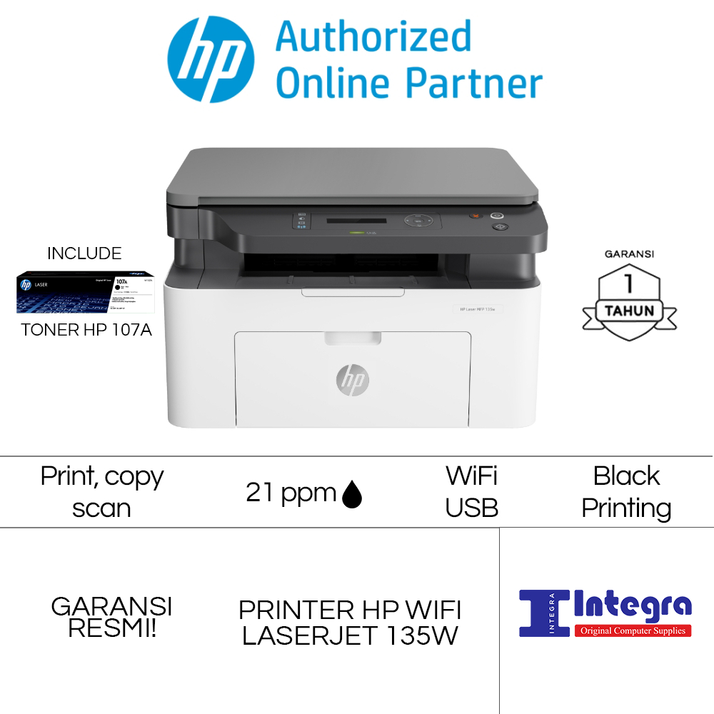 Printer HP Laser MFP M135W | 135w Monochrome Garansi Resmi