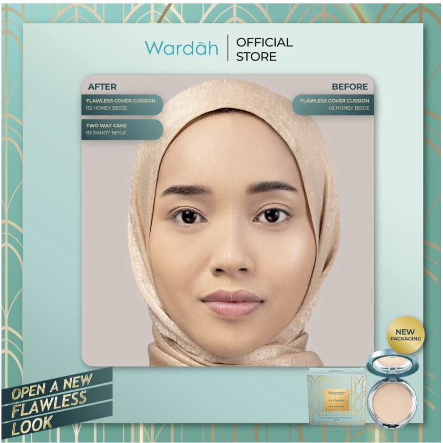 Wardah Exclusive Two Way Cake - Bedak Dengan Tingkat Coverage Tinggi Yang Halus dan Tahan Lama - Dilengkapi SPF 15 PA