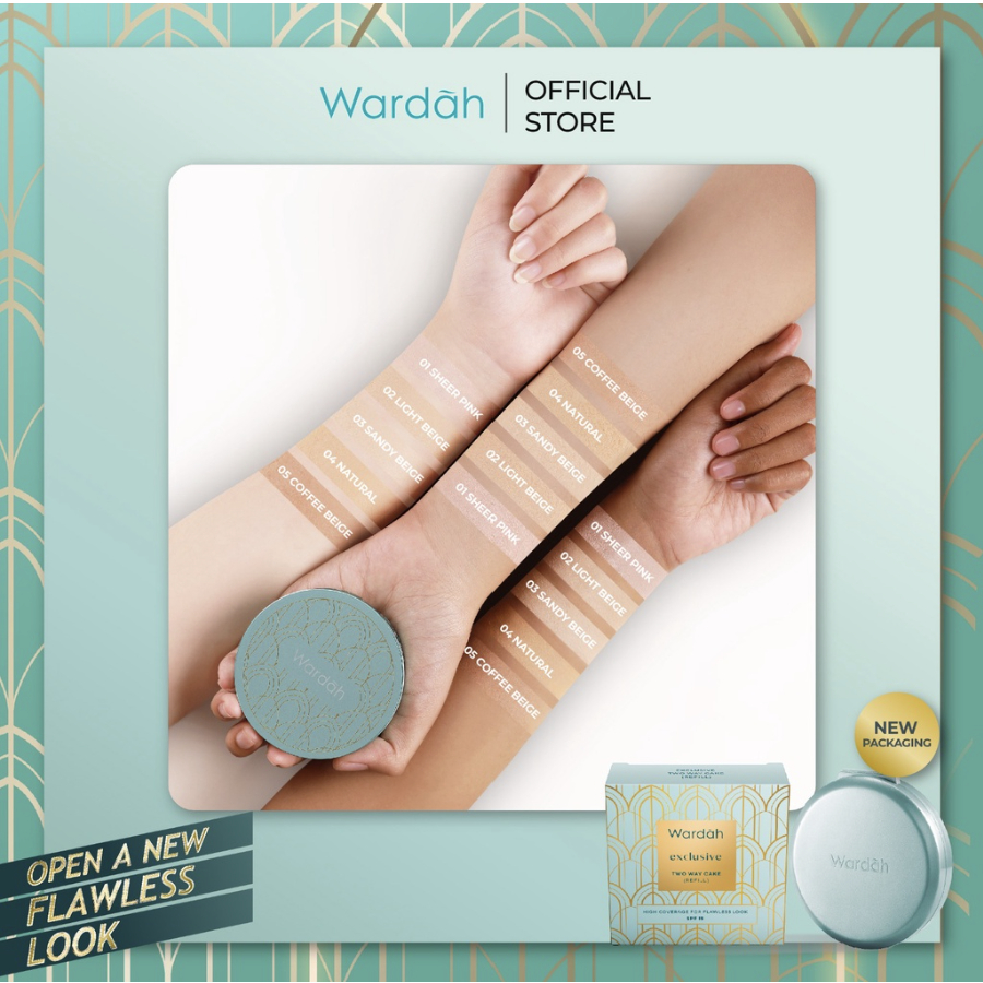 Wardah Exclusive Two Way Cake - Bedak Dengan Tingkat Coverage Tinggi Yang Halus dan Tahan Lama - Dilengkapi SPF 15 PA
