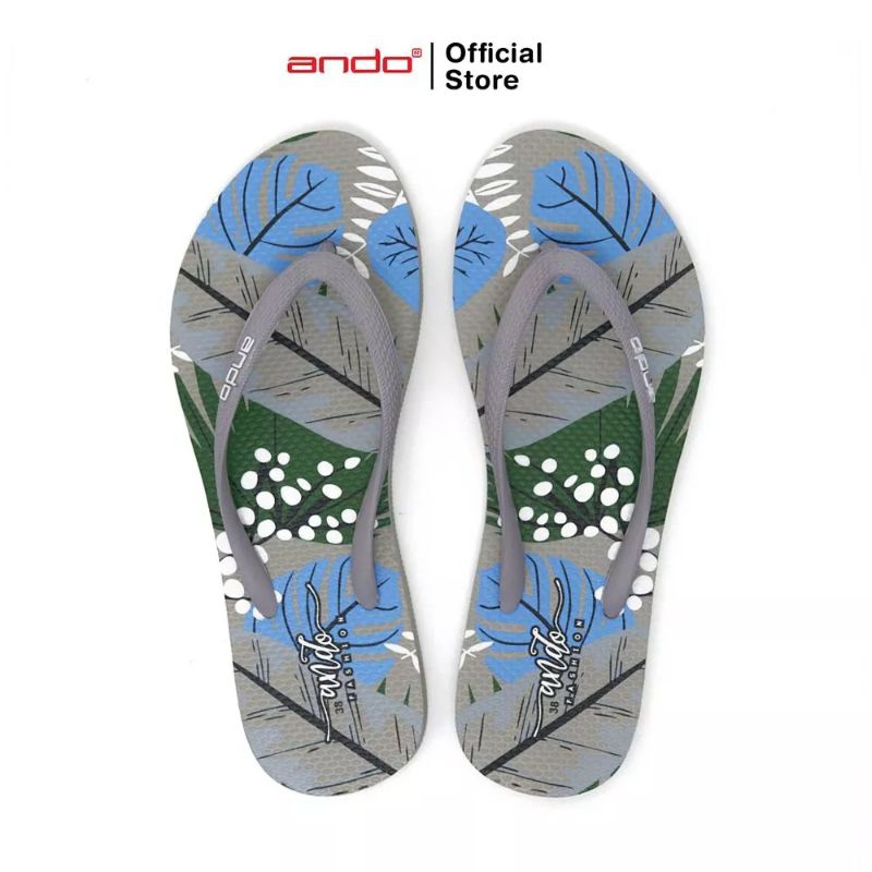 SANDAL ANDO ROSSBY WANITA - SANDAL JEPIT CEWEK MOTIF DEDAUNAN