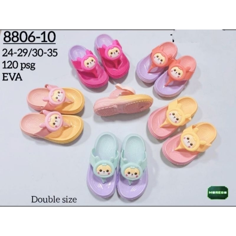 SANDAL JEPIT ANAK WARNA SEMBUR MIX MOREGO 8806-10 RILAKUMA BEAR BERUANG BAHAN KARET ANTI SLIP TIDAK LICIN ANAK USIA 4-9 TAHUN