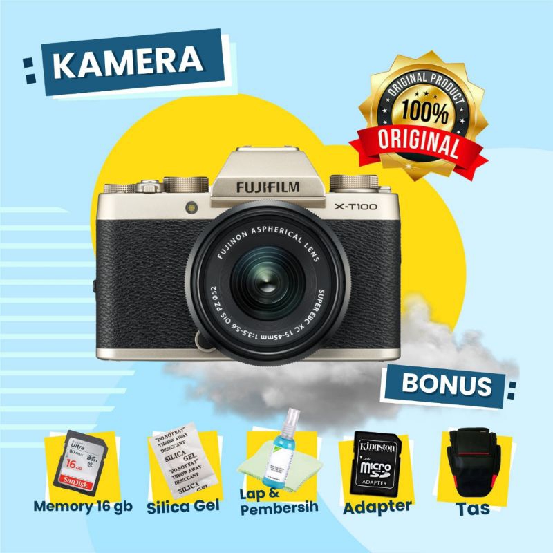 FUJIFILM X-T100 XT100 Body Only Kit Second - KAMERA MIRRORLES Garansi Siap Pakai
