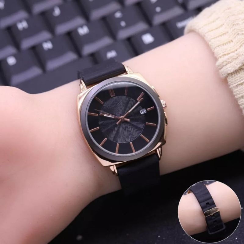 (Cod)Jam Tangan Wanita FSL Bulat Tanggal Aktif Strap Rubber/Karet(Dikirim Jakarta)