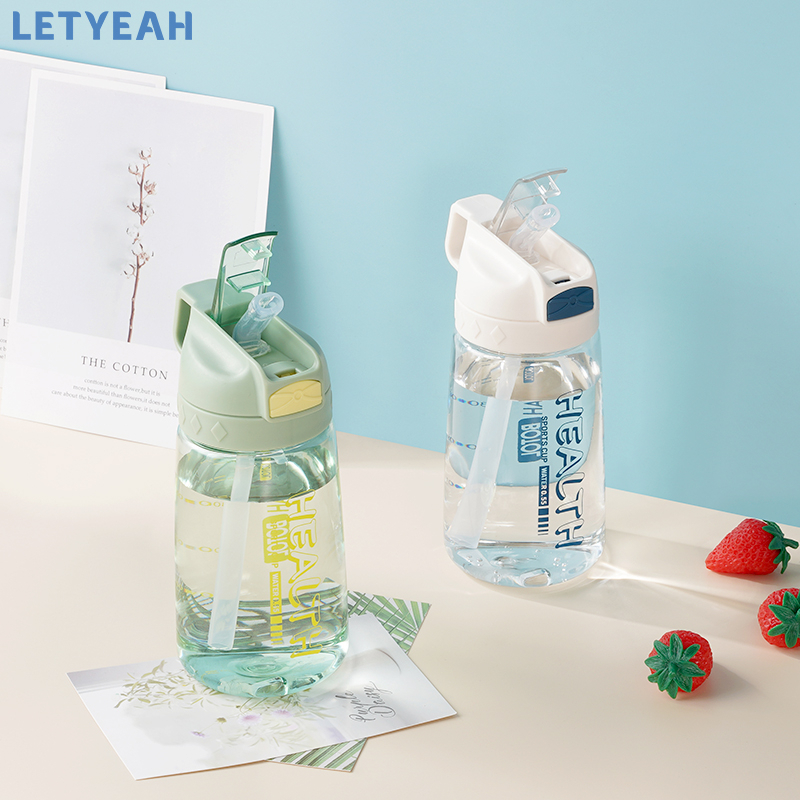 letyeah Botol minum sedotan aesthetic 550ml portabel/tempat minum anti tumpah/Bpa free