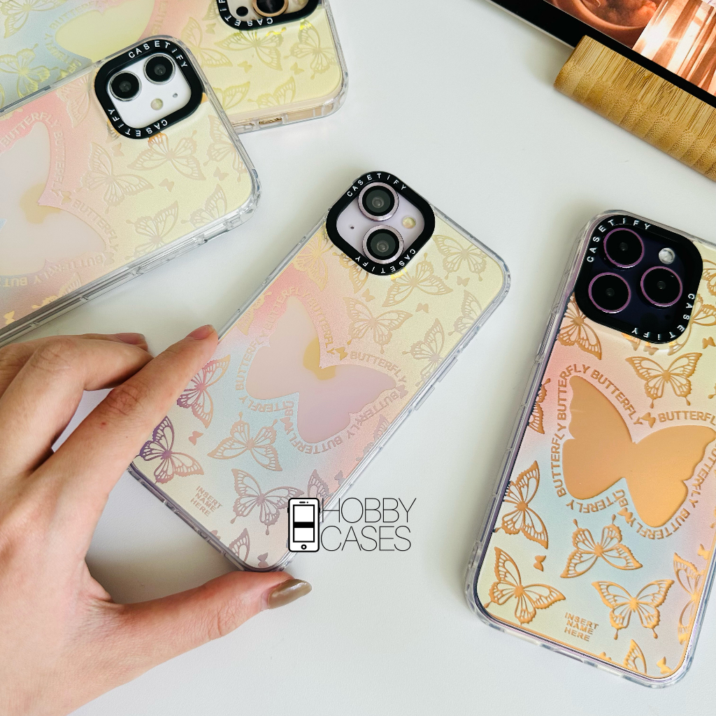 Casetify Butterfly Casing Kupu Kupu Aurora Hologram Case iPhone X XR XS 11 12 13 14 PRO MAX