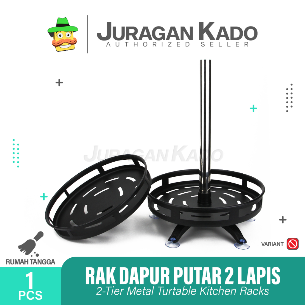 Rak Bumbu Dapur 2 Susun Rak Putar Steinless Bumbu Dapur Serbaguna Berputar 360 Derajat