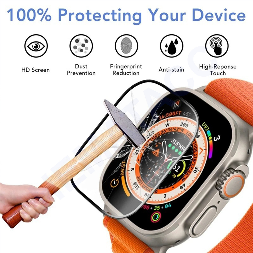 Anti Gores Apple Watch Series 8 7 SE 6 5 4 3 2 1 3D Curved Screen Protector Iwatch 38 40 41 42 44 45 mm