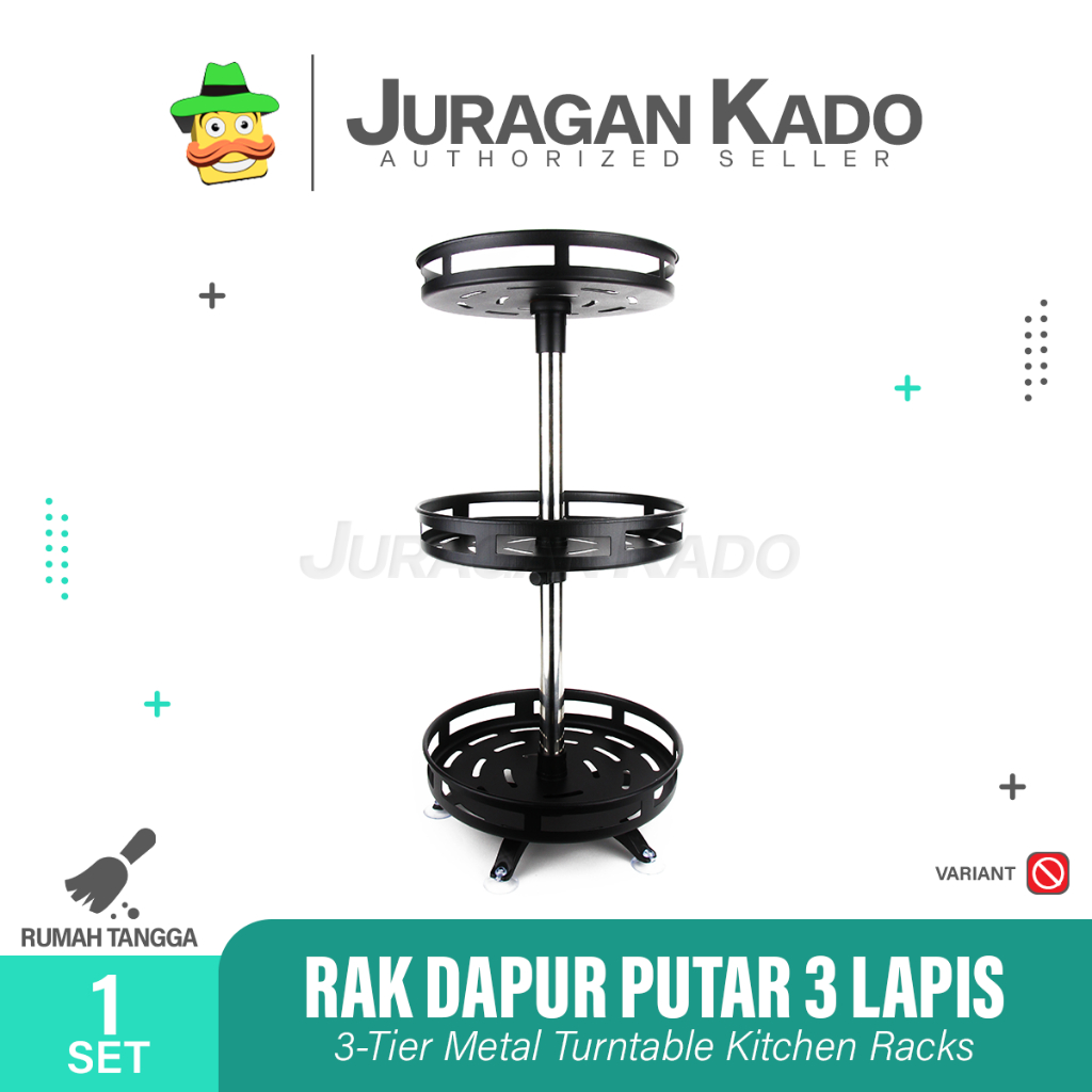 Rak Bumbu Dapur 3 Susun Rak Putar Steinless Bumbu Dapur Serbaguna Berputar 360 Derajat