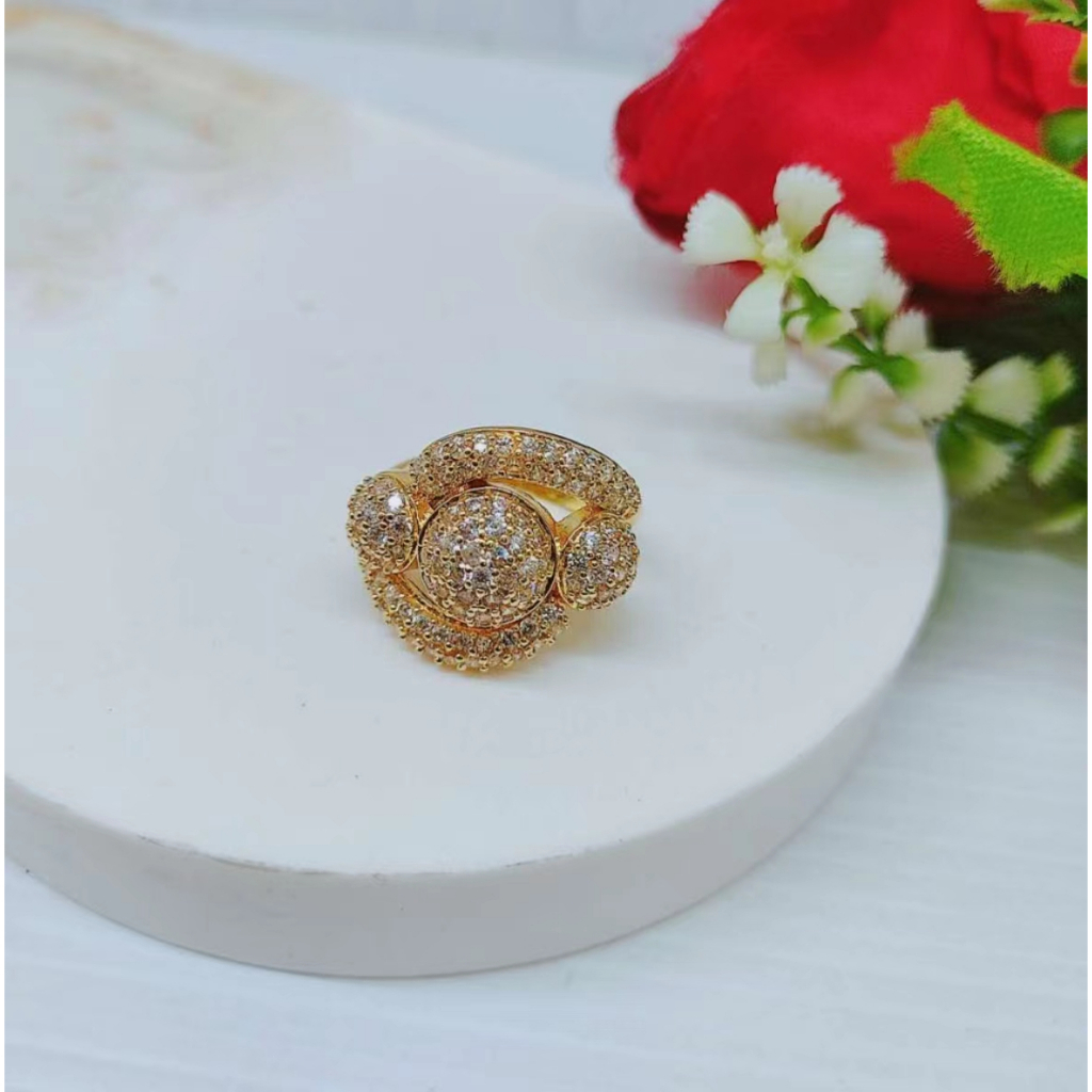 Cincin Xuping Mata Full Lapis Emas Perhiasan Fashion R045/R046