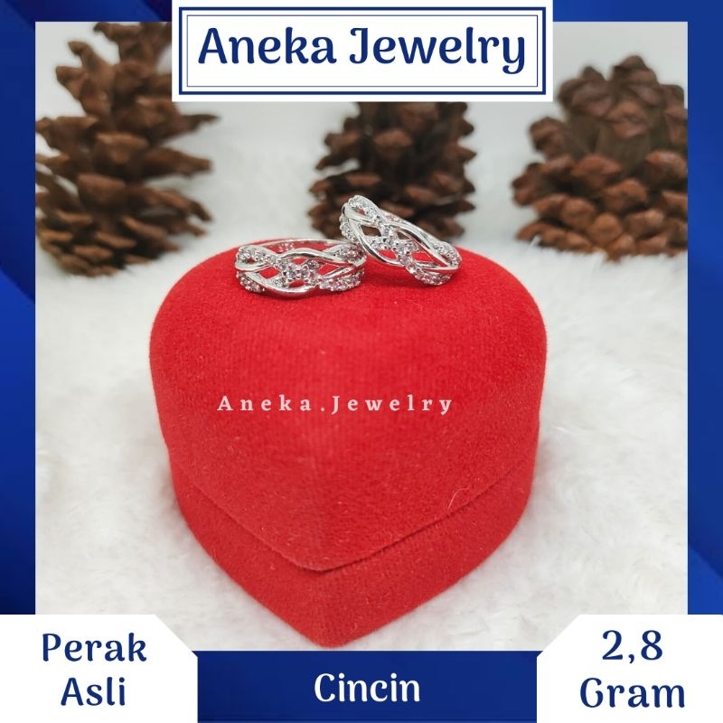 Cincin Kepang Mata Mata, Perak 925, Sepuh Emas Putih