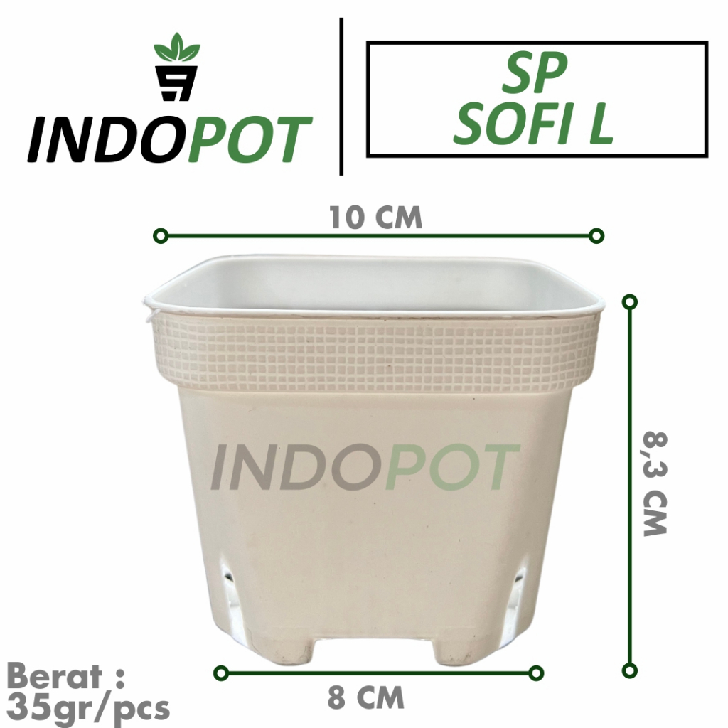 Sofi Pot Tanaman Hias Putih Cantik Ukuran L Bahan Plastik Tebal