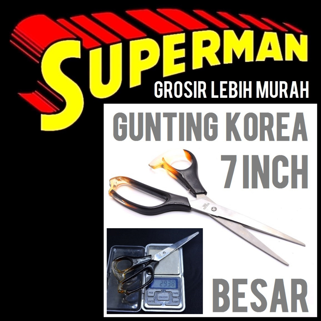 

(H6) GUNTING 7 INCH 17.5 CM KOREA tajam grade a besar stainless steel stainles superman jogja supermanjogja