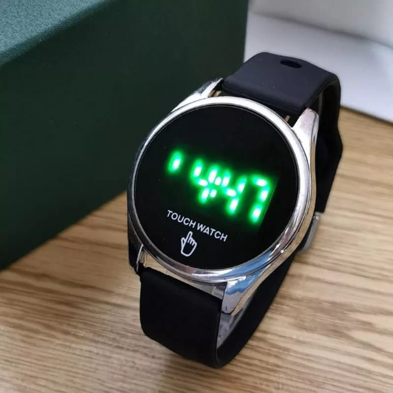 (Grosir)Jam Tangan Unisex Touch Scren Bulat Digital Led Strap Rubber/Karet(Dikirim Jakarta)