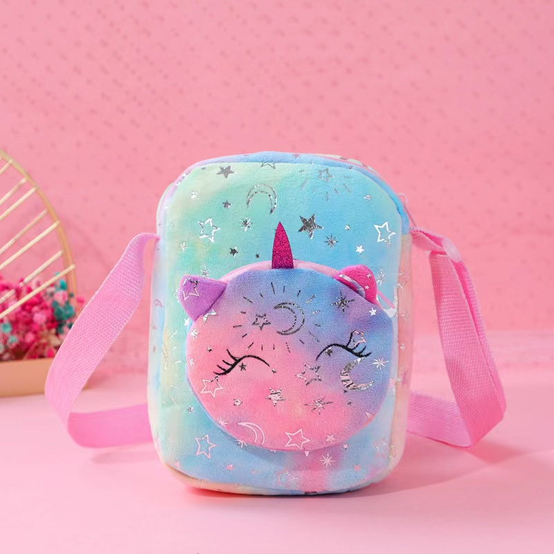 Koin dompet tas penyimpanan bahu tempat baru unicorn tie-dye mewah tas bahu warna gadis Messenger tas