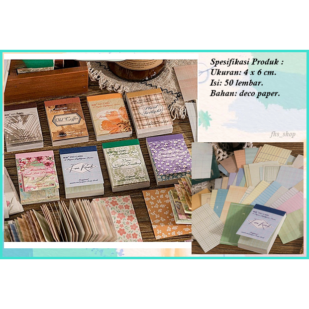 

50 Lembar Scrapbook Paper DIY Morning Theme Deco Paper Mini Book 4 cm x 6 cm