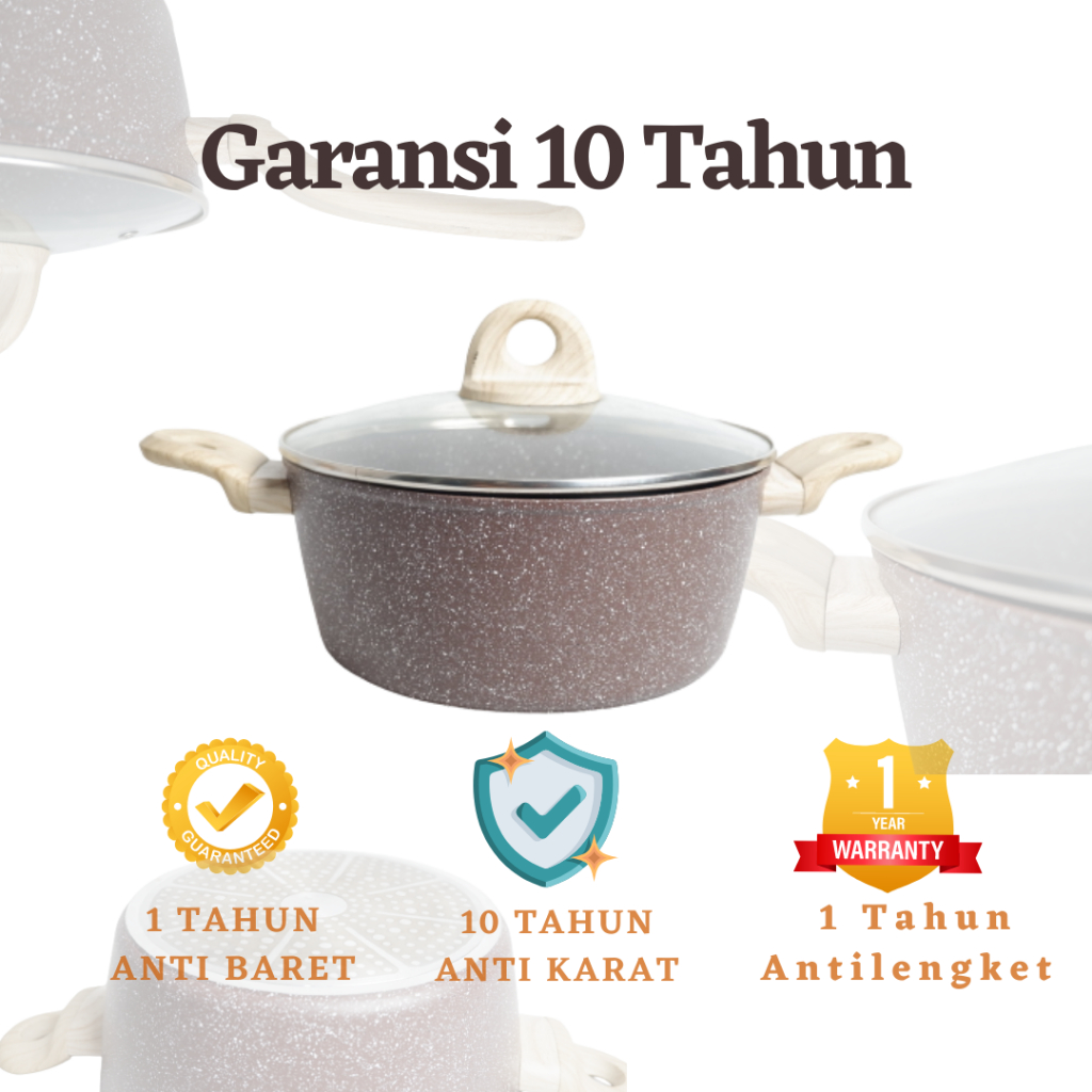 Panci Casserole 24cm Granite Granit Greblon C3 German Anti Lengket Dan Gores Alat Masak Serbaguna By Mykochen.ina