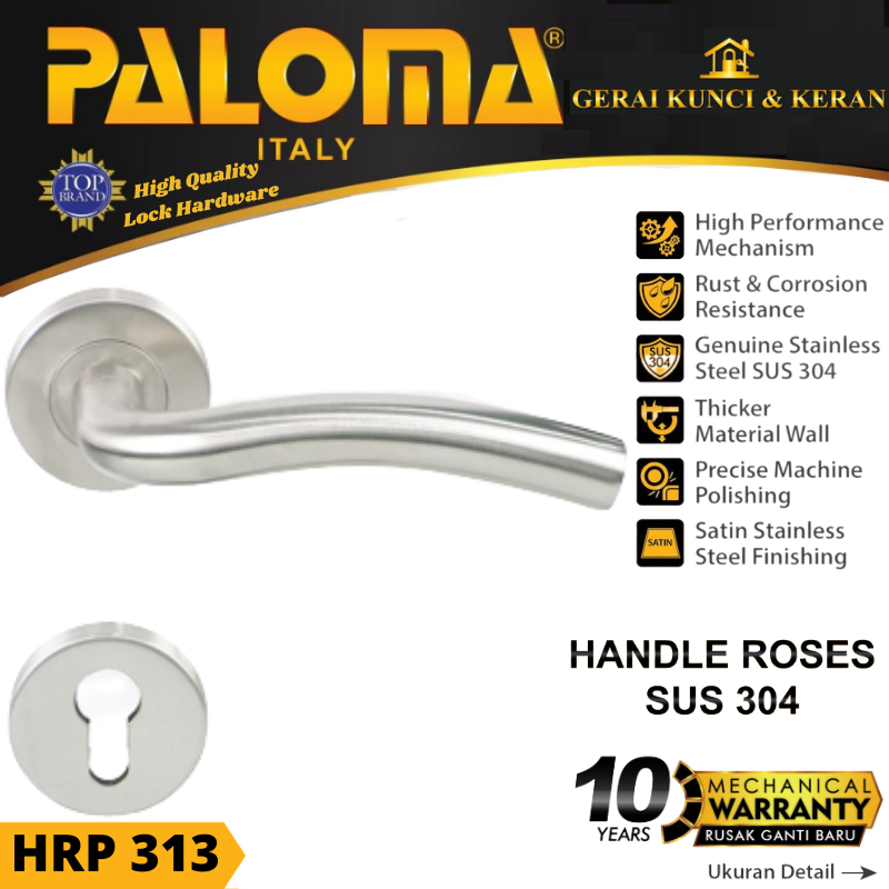 Handle Pintu Roses PALOMA HRP 313 LHT FELIPE STAINLESS STEEL