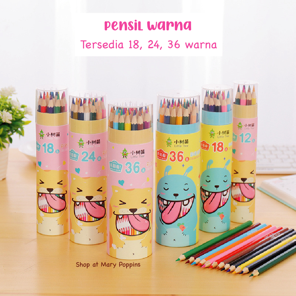 

1 Set Pensil Warna 18-24-36 pcs Warna Bentuk Tabung Peralatan Mewarnai