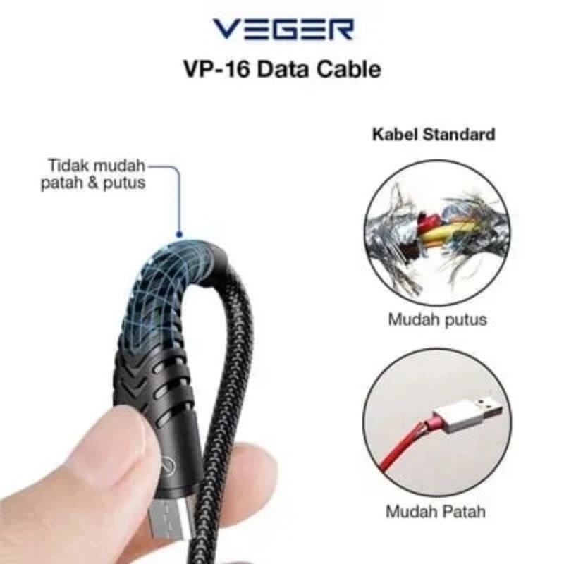 Kabel Data Cable Micro USB 2,4A Original VEGER