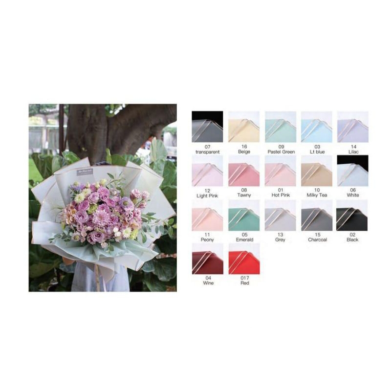 CELLOPHANE GOLD LINE WRAPPING BOUQUET WRAPPING FLOWER KERTAS BUKET KERTAS KADO PAPER GIFT WRAPPING B
