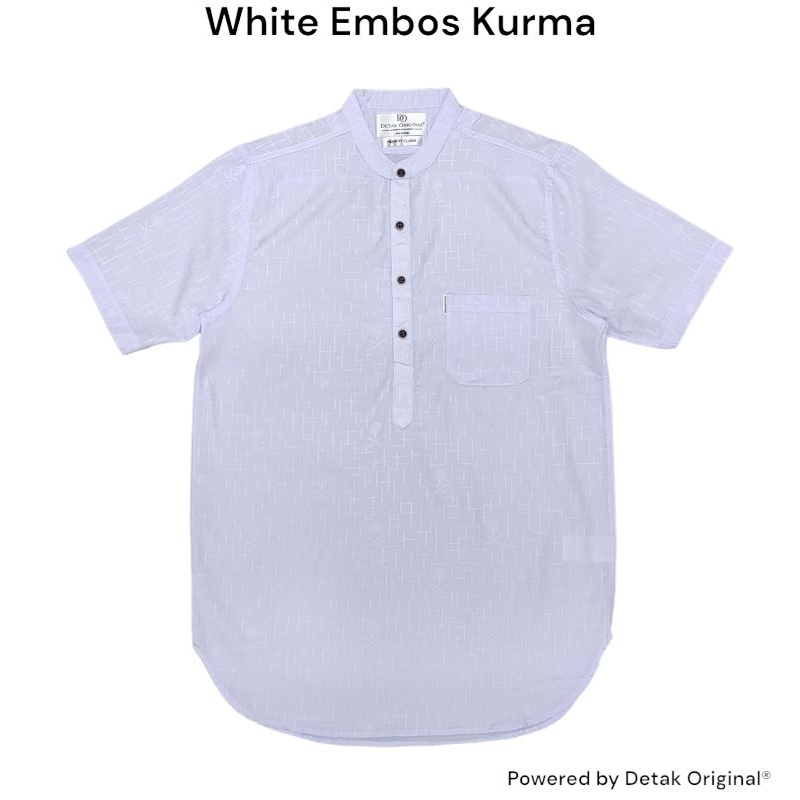 WHITE EMBOS KURMA - Kemeja Kurta Pria Lengan Pendek Katun Wollpeach by Detak Original