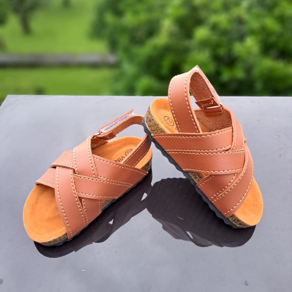 TOKOERS SP05 Sandal Puyuh Anak Unisex Motif Tali Silang Umur 1 2 3 tahun - Bahan Kulit Sintesis - Anti Slip